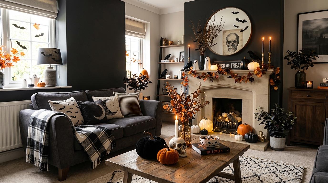 40 Modern Halloween Living Room Decor Ideas for a Stylish Spooky Space